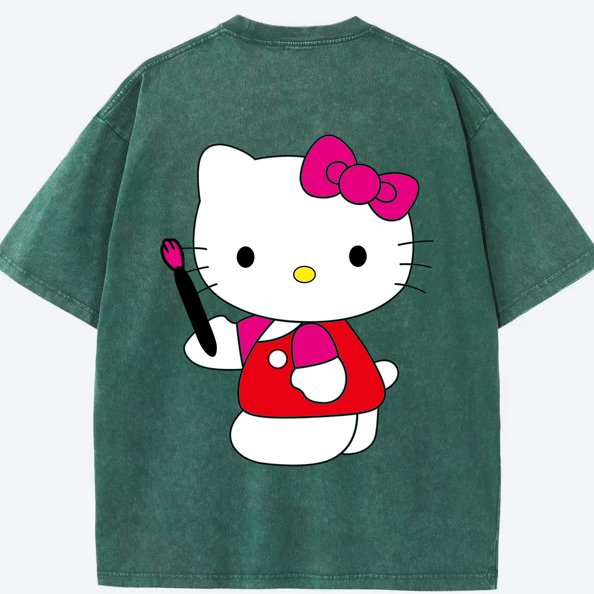 （画像用） Hello Kitty ハローキティ 綿100% ヴィンテージ風 半袖Tシャツ（背面プリント）